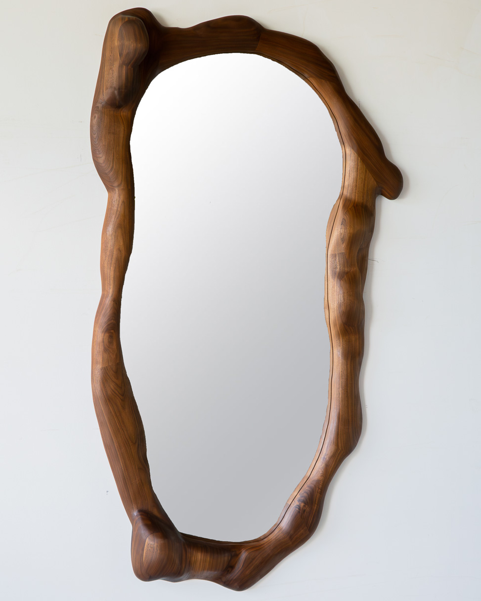 sculptural mirror walnut knysch