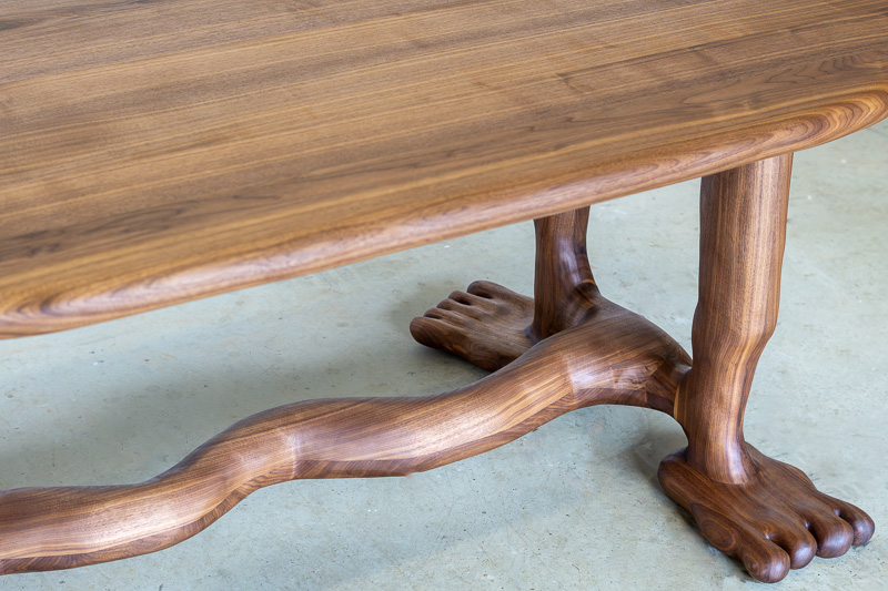 the leg sculptural table walnut knysch