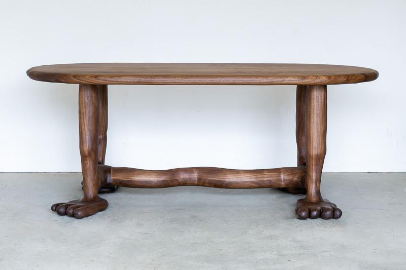 the leg sculptural table walnut knysch