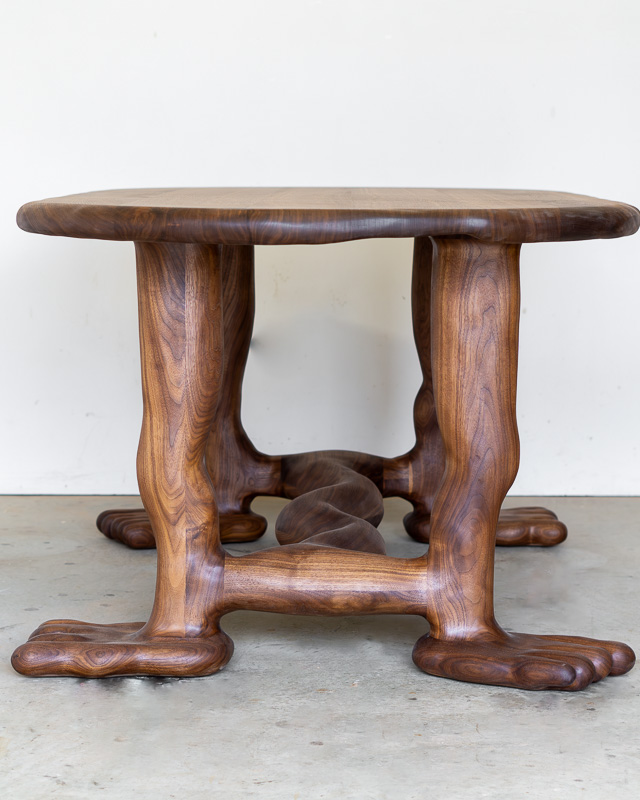 the leg sculptural table walnut knysch