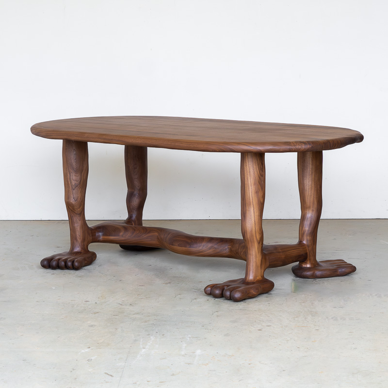 the leg sculptural table walnut knysch