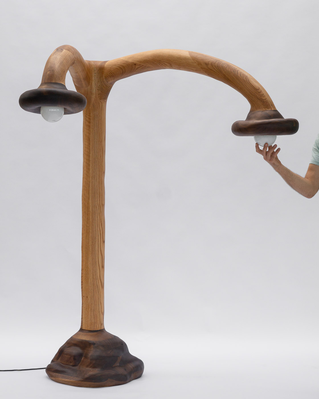 big floor lamp made from wood