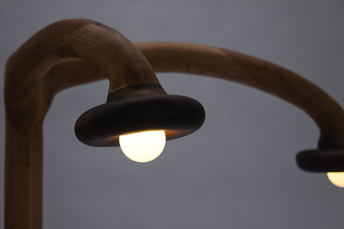 big floor lamp made from wood