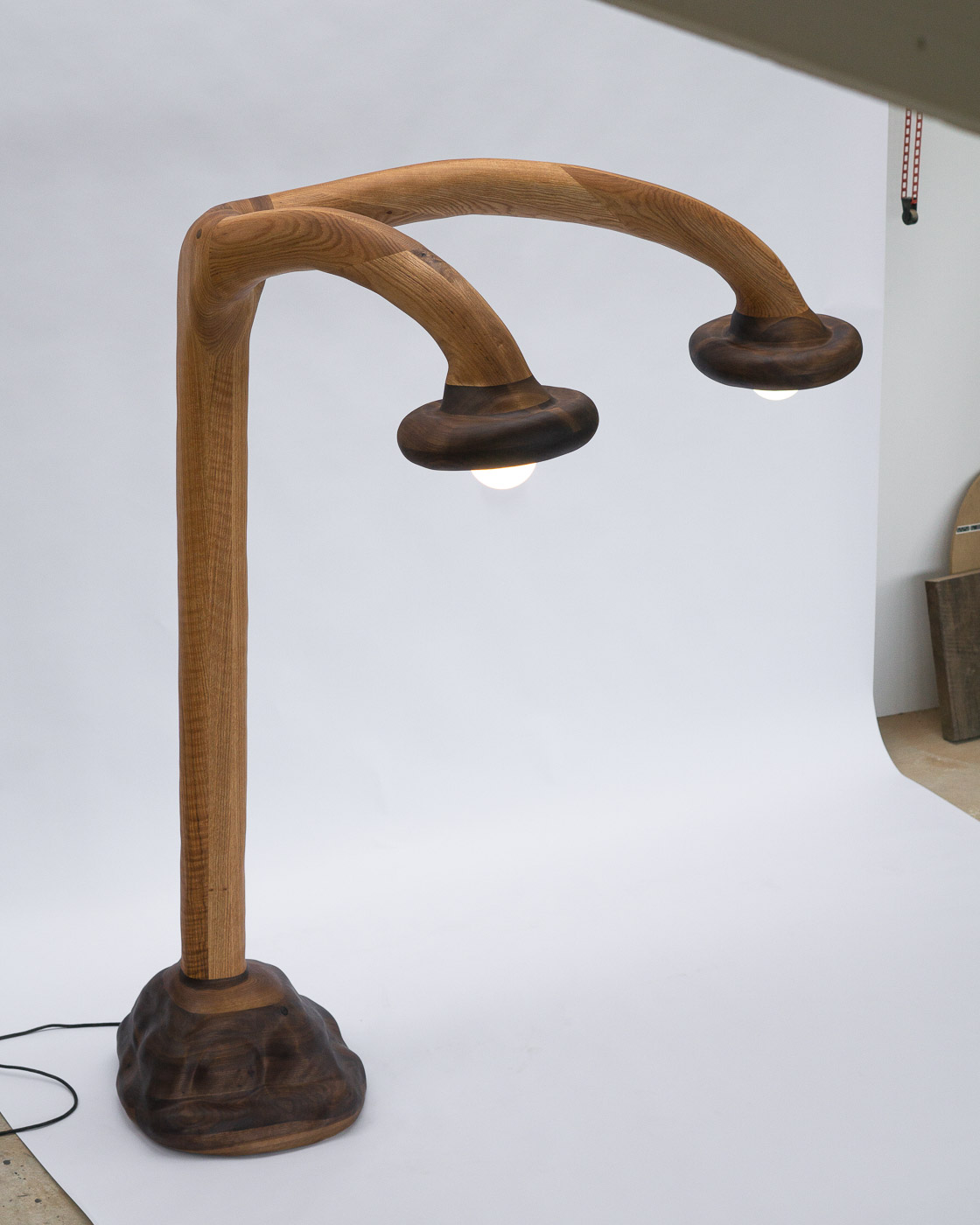 big floor lamp made from wood