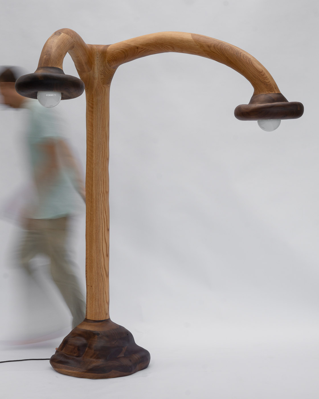 big floor lamp made from wood