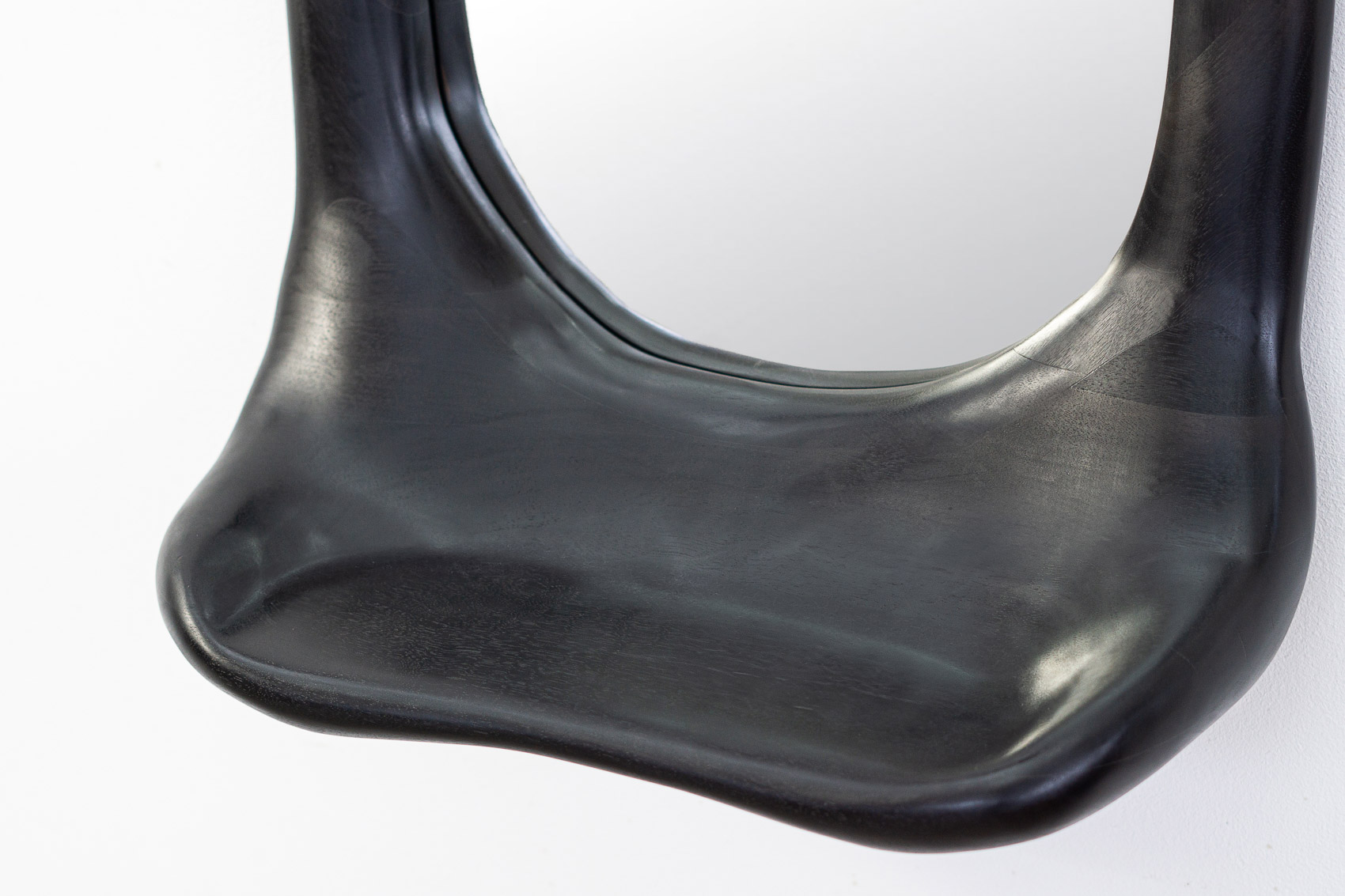 mirror with shelf in ebonized walnut