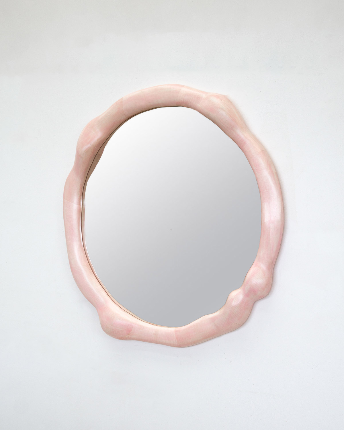 mirror sculptural in blue painted maple