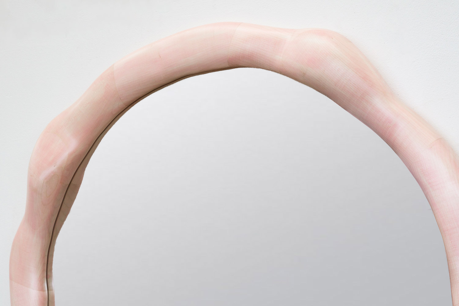 mirror sculptural in blue painted maple