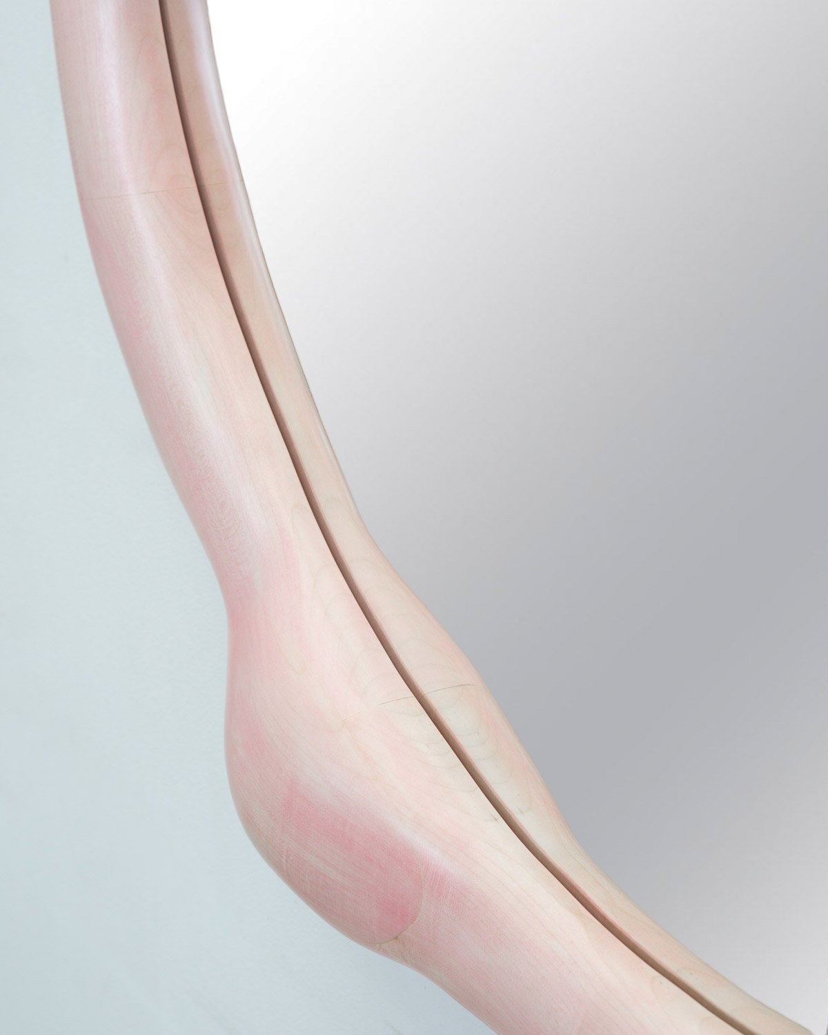 mirror sculptural in blue painted maple