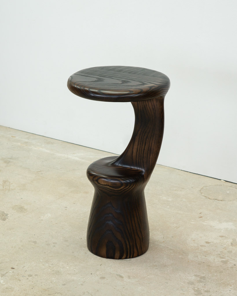 side table in charred oak