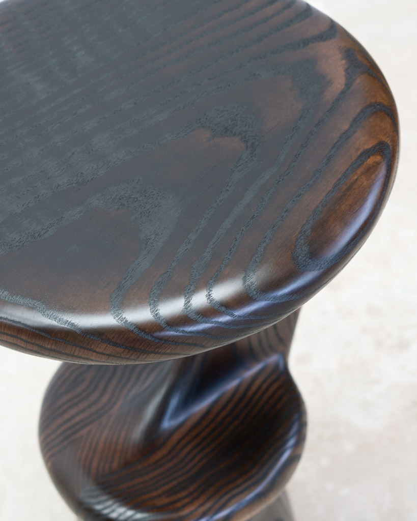 side table in charred oak