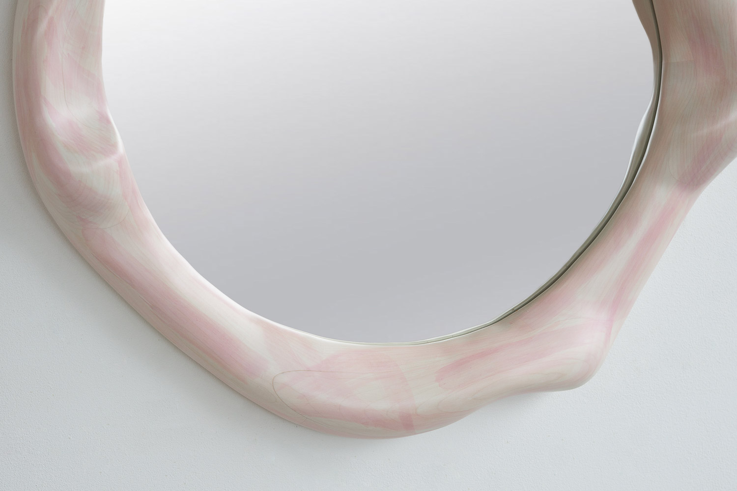 mirror sculptural in rosa painted maple