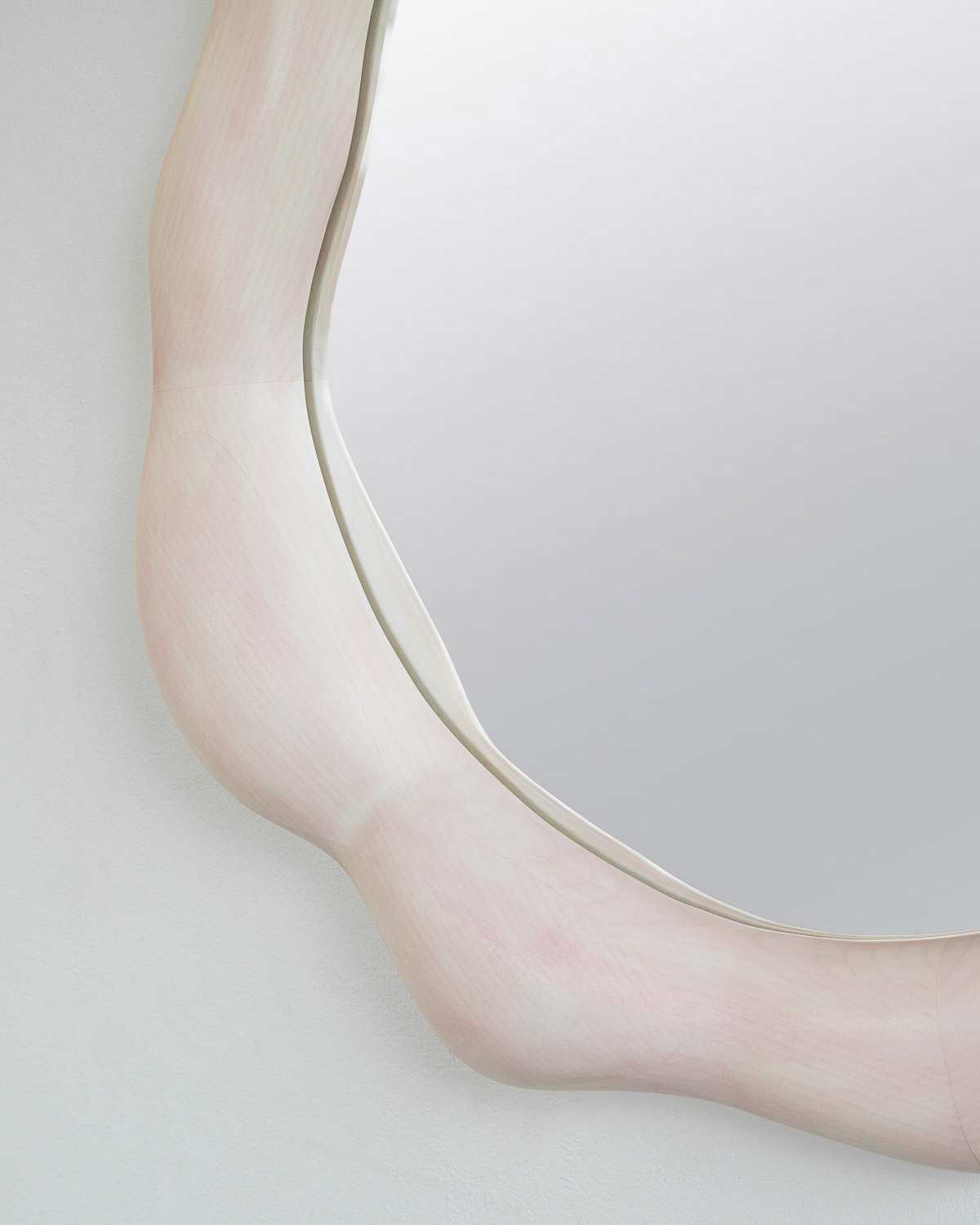 mirror sculptural in blue painted maple