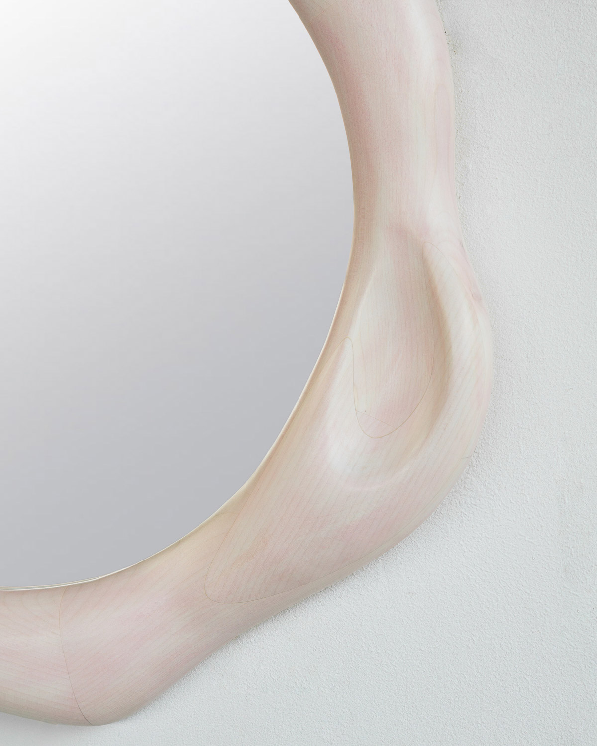 mirror sculptural in blue painted maple