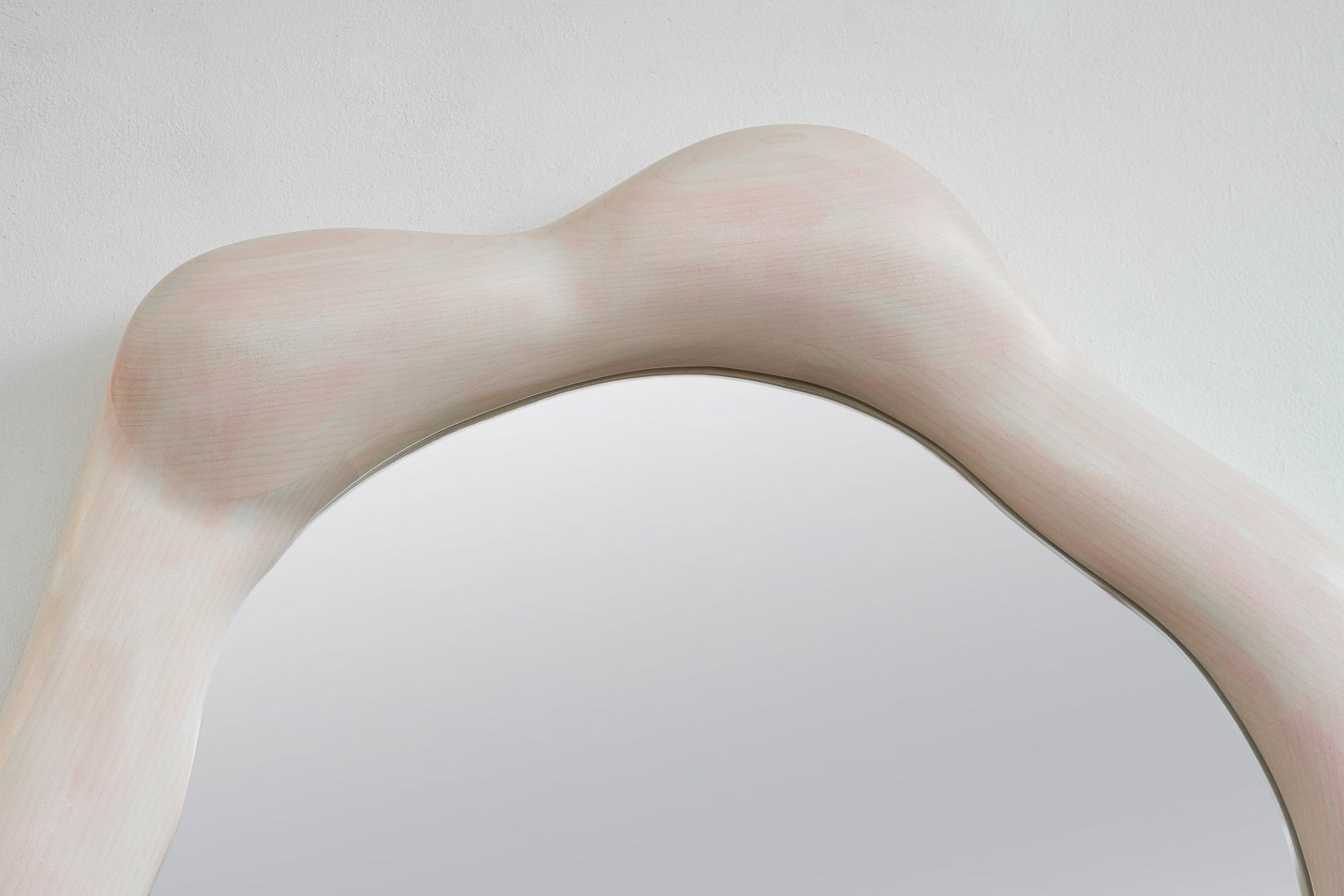 mirror sculptural in blue painted maple