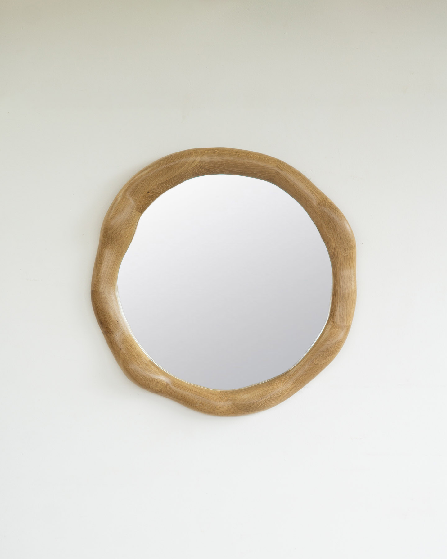 sculptural mirror white oak wood