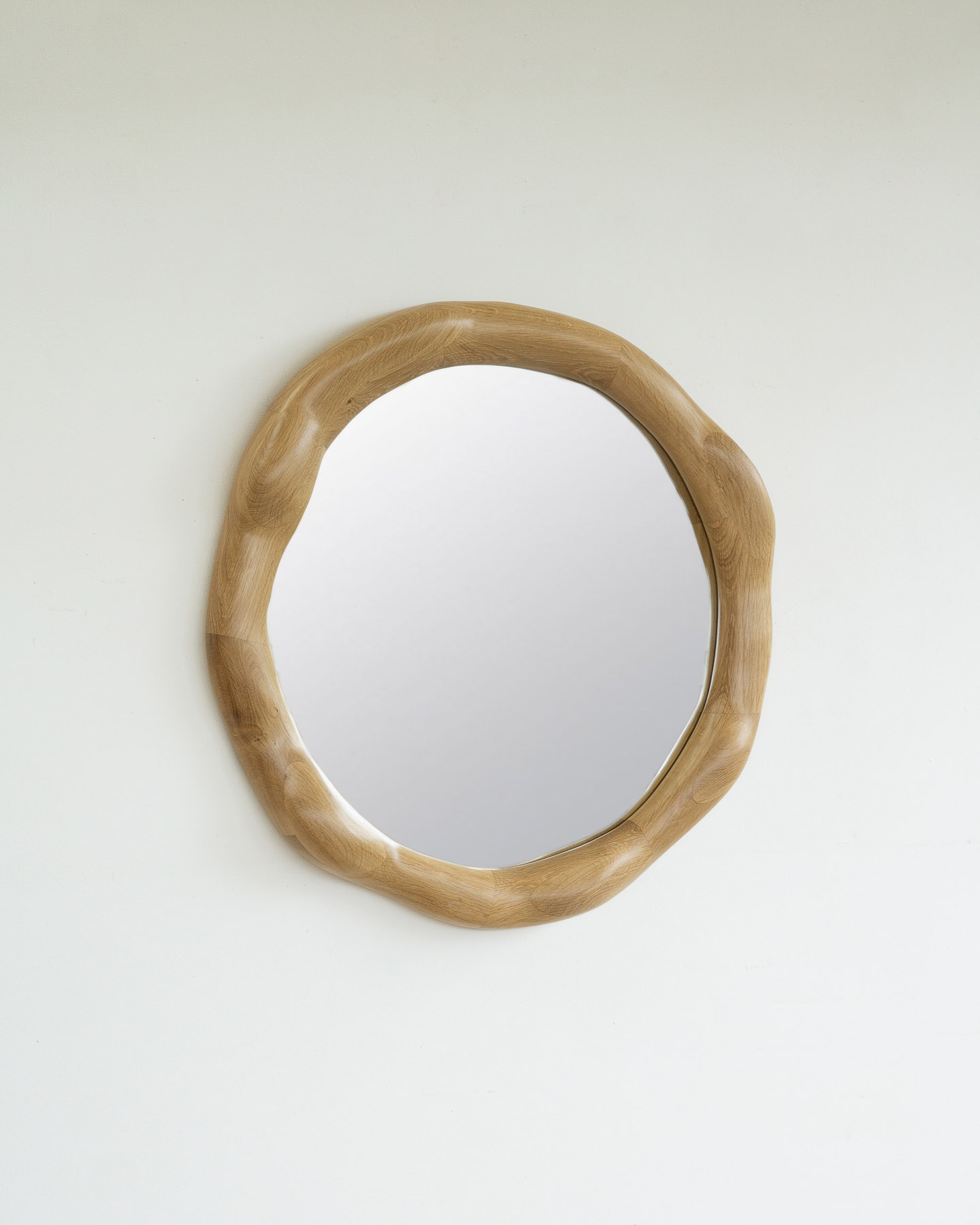 sculptural mirror white oak wood