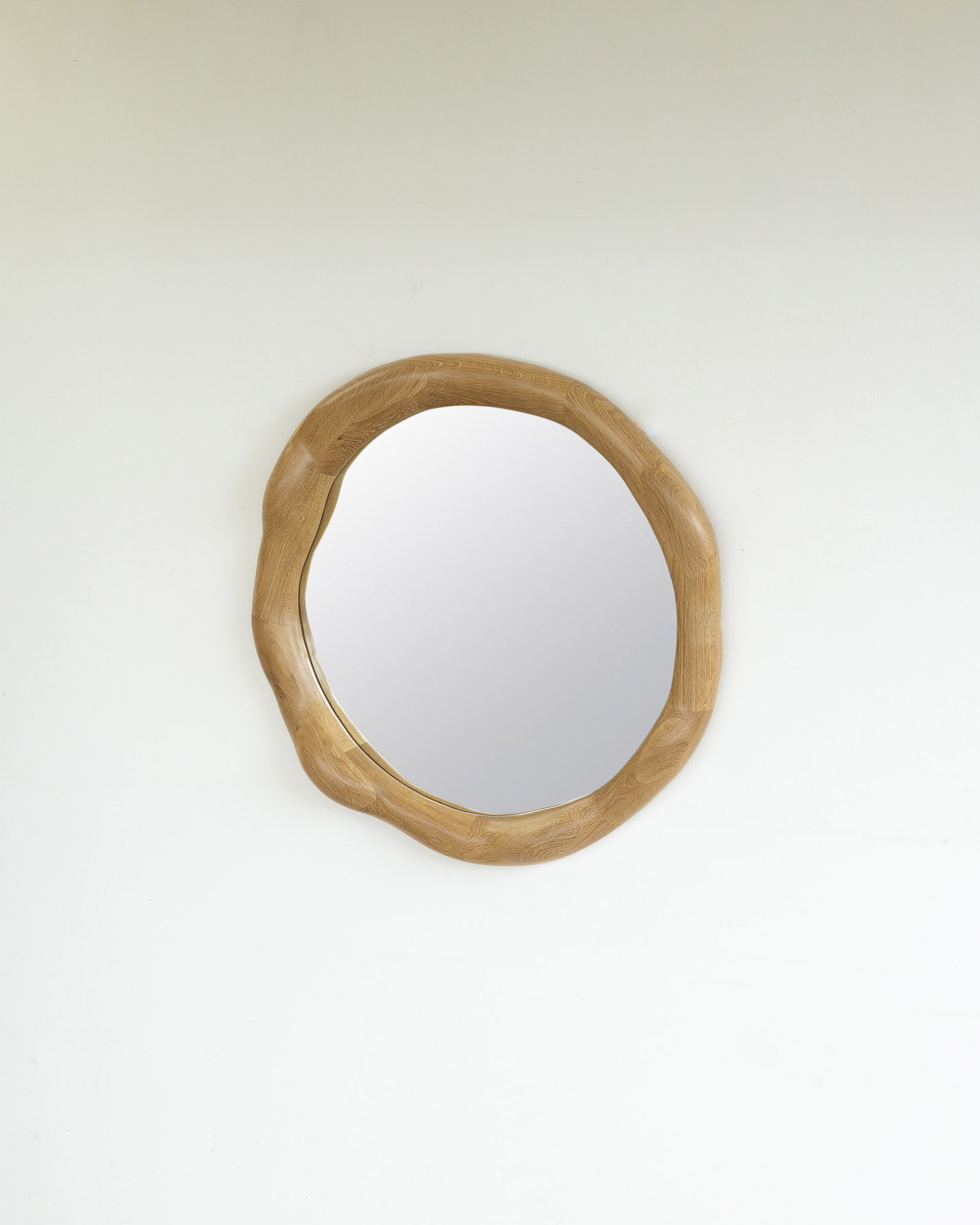 sculptural mirror white oak wood