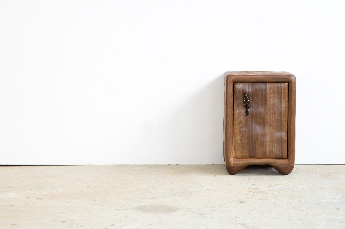 nightstand made of ceramic and walnut