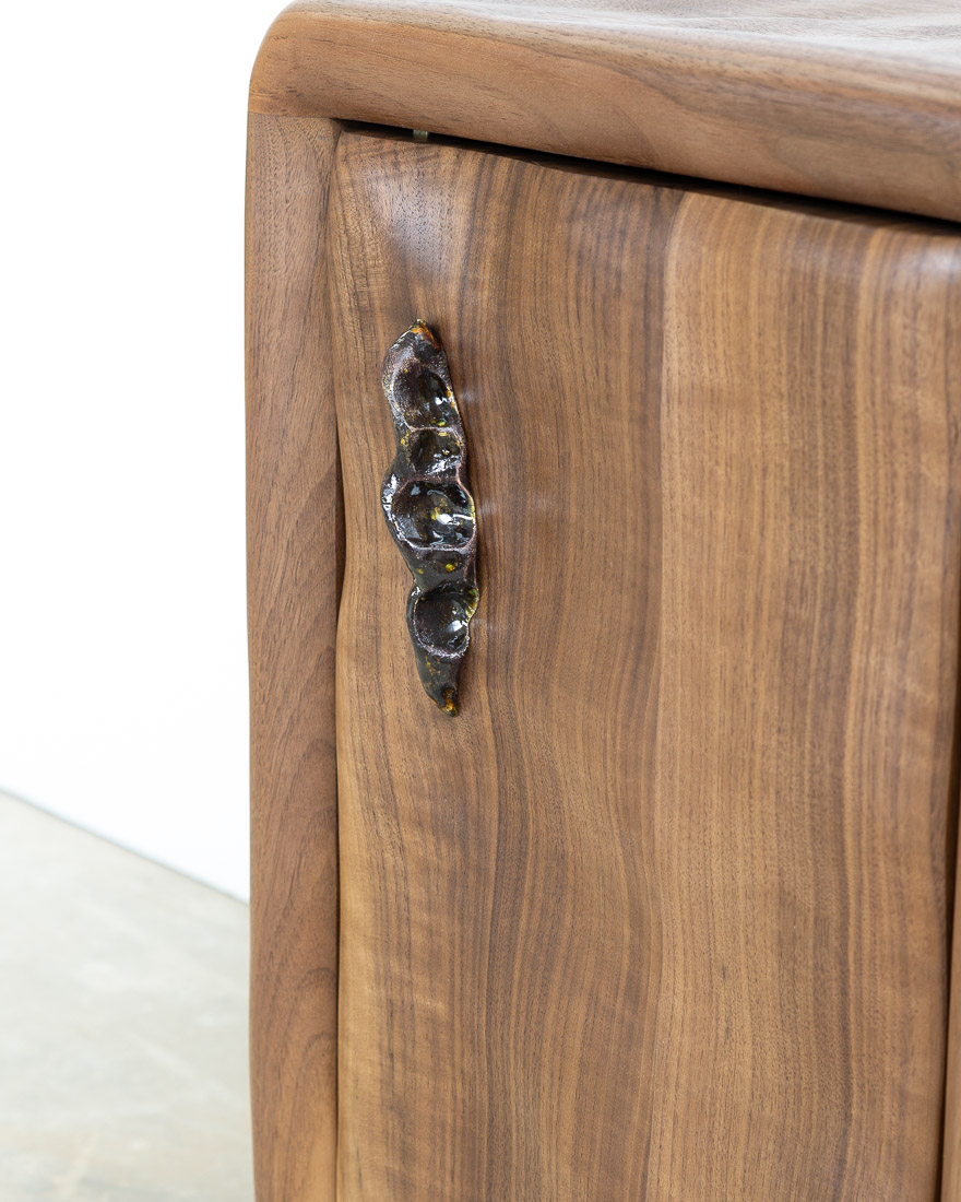 nightstand made of ceramic and walnut
