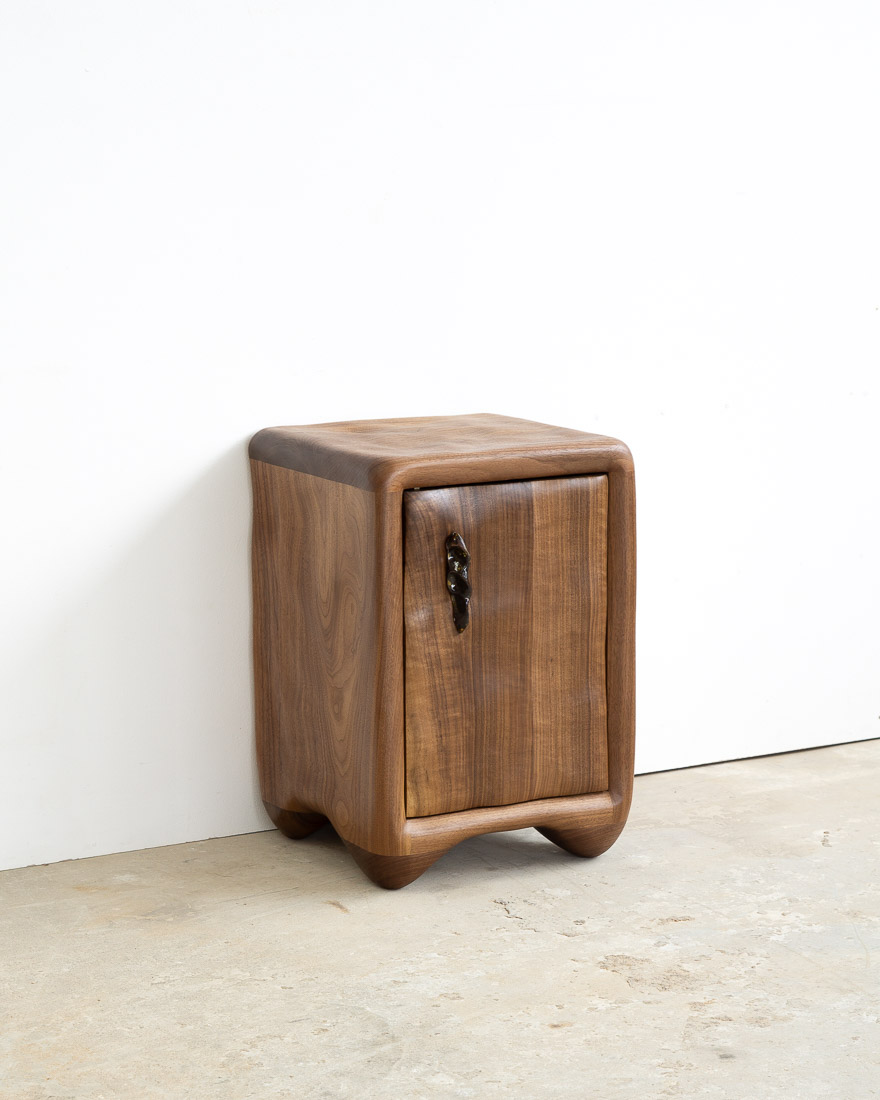 nightstand made of ceramic and walnut