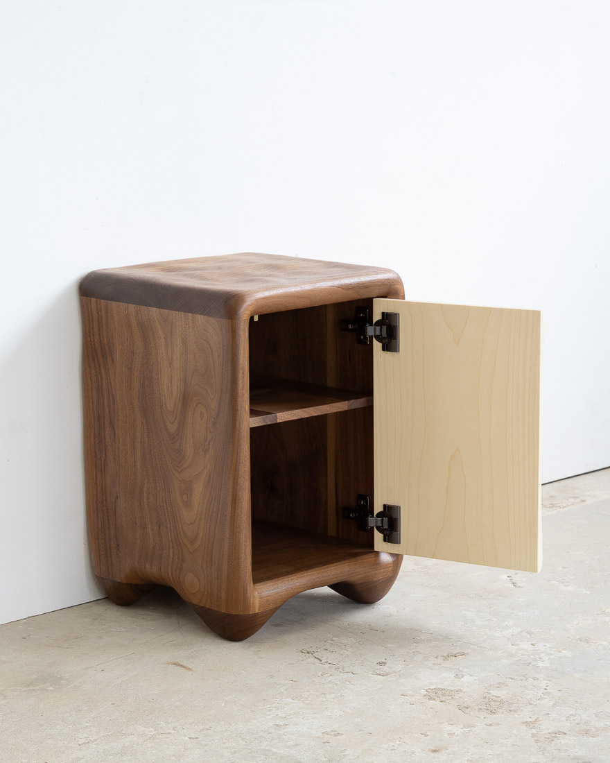 nightstand made of maple and walnut