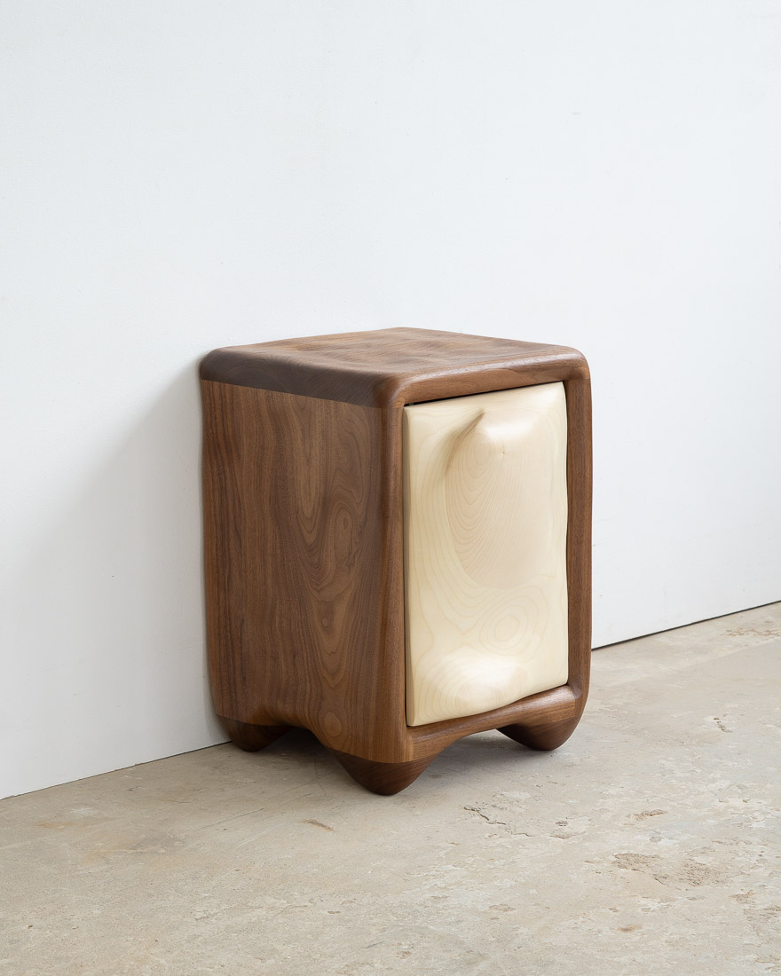 nightstand made of maple and walnut