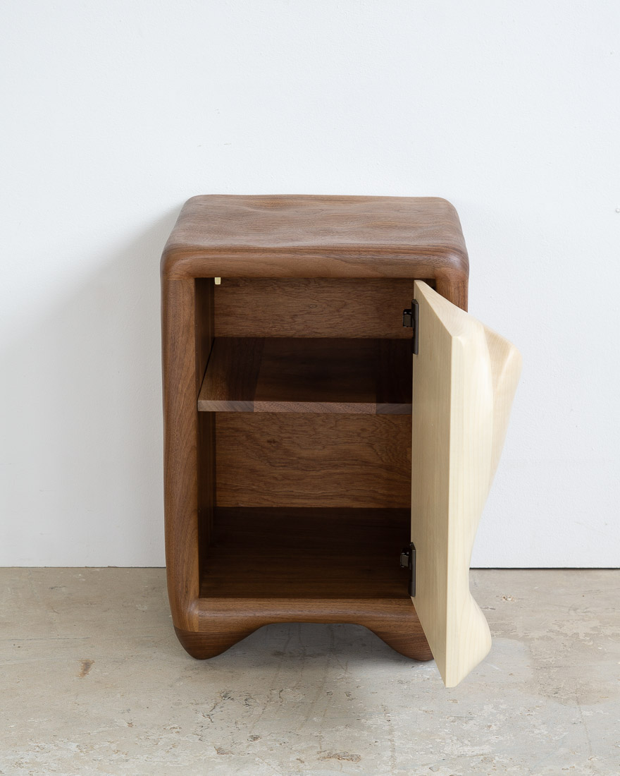 nightstand made of maple and walnut