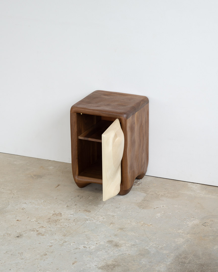 nightstand made of maple and walnut