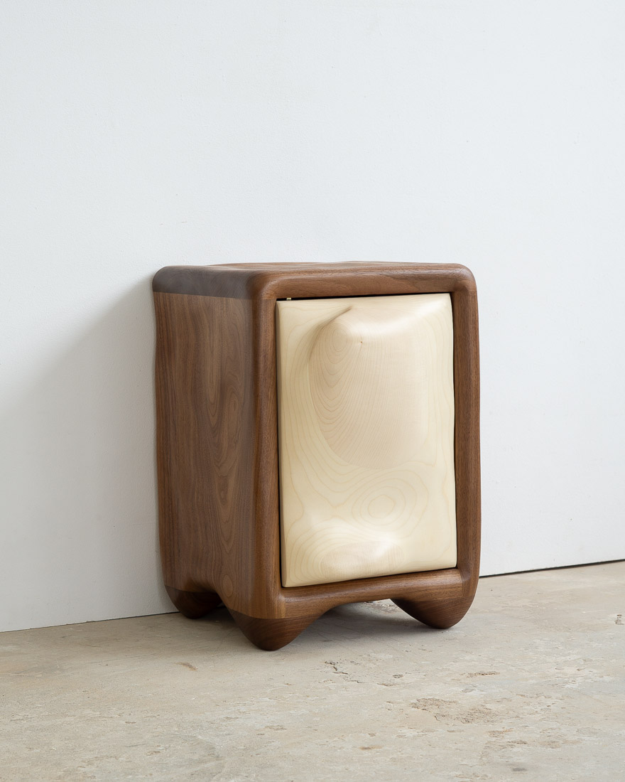 nightstand made of maple and walnut