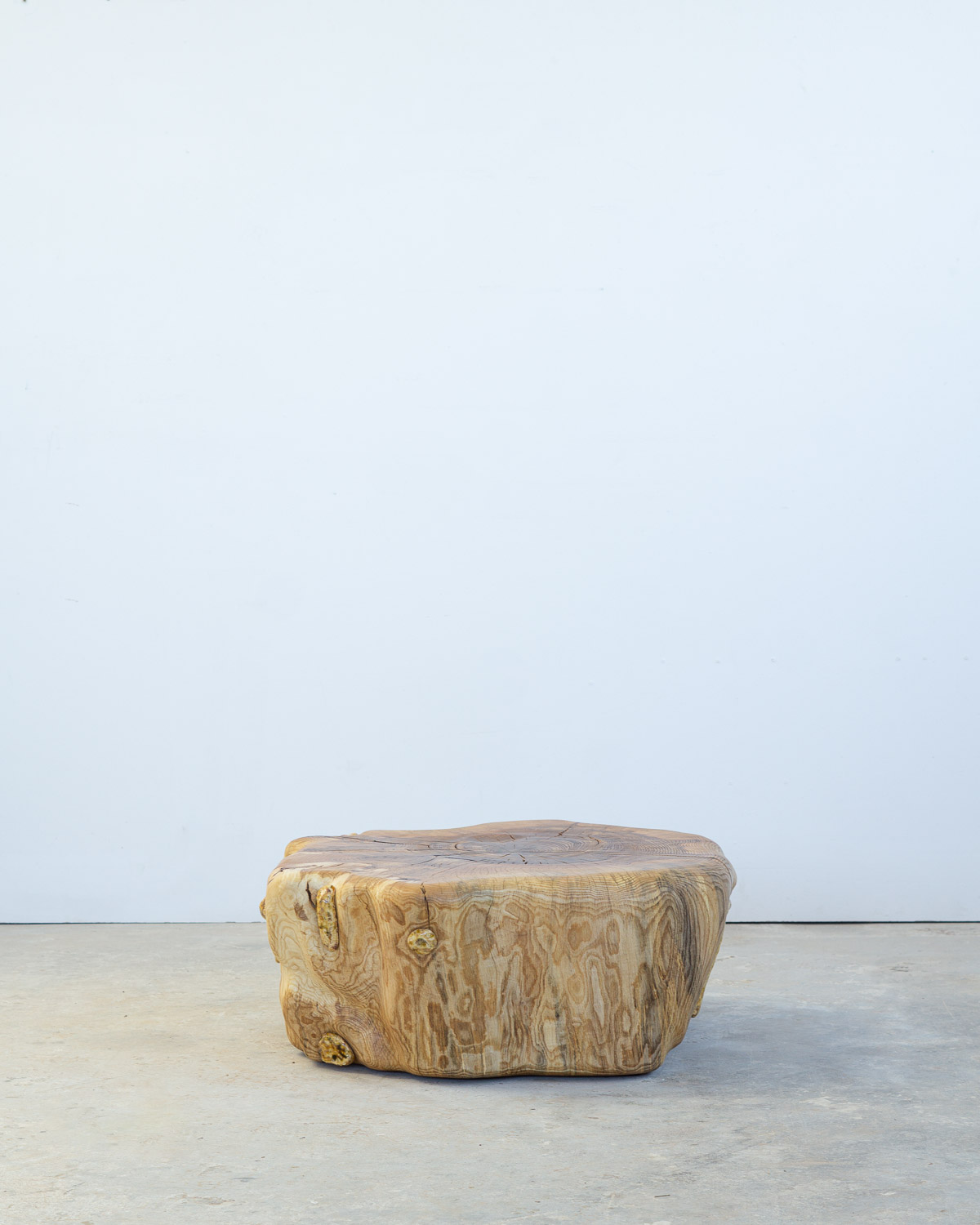 wooden stump with ceramic inlays