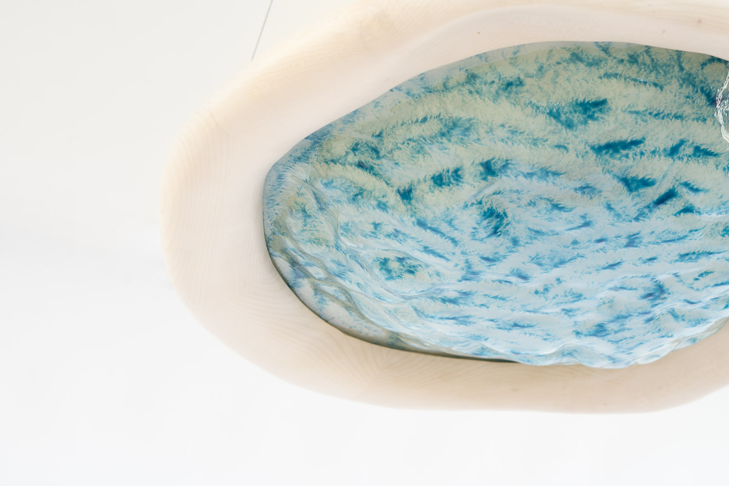 pendant light made from kiln-cast glass & maple