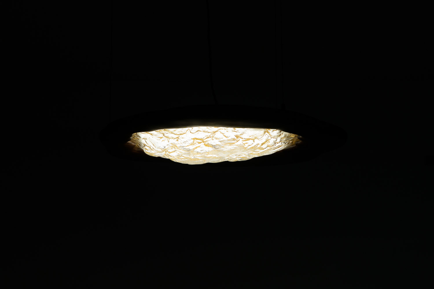 pendant light made from kiln-cast glass & walnut